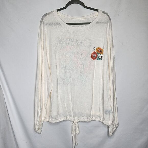 4X 26W Cream Come As You Are Double Graphic Tee Ying Yang Flowers 90s Peace drop - Picture 2 of 8
